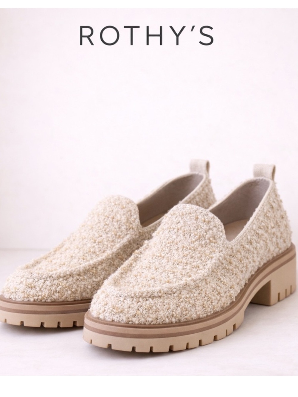 ROTHY’S LIMITED EDITION RARE SNOWCAP BOUCLE TWEED LOAFER 6.5